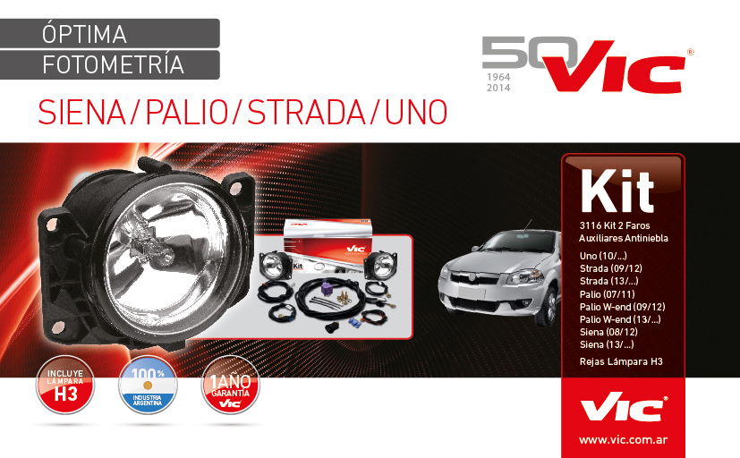 arma Relativamente Administración Kit 2 Faros Auxiliares Antiniebla Siena / Palio / Strada / Uno | VIC -  Luces en Movimiento